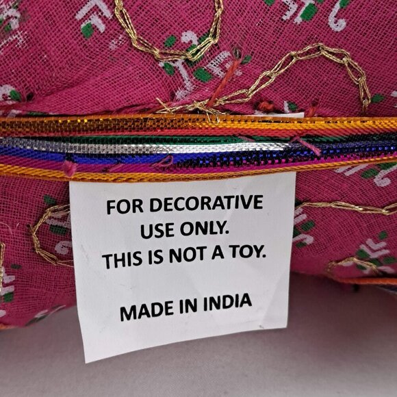 Pair of Fabric Elephants Free Standing Pink Orange Gold Sequins  Beads Tassels - Picture 13 of 15